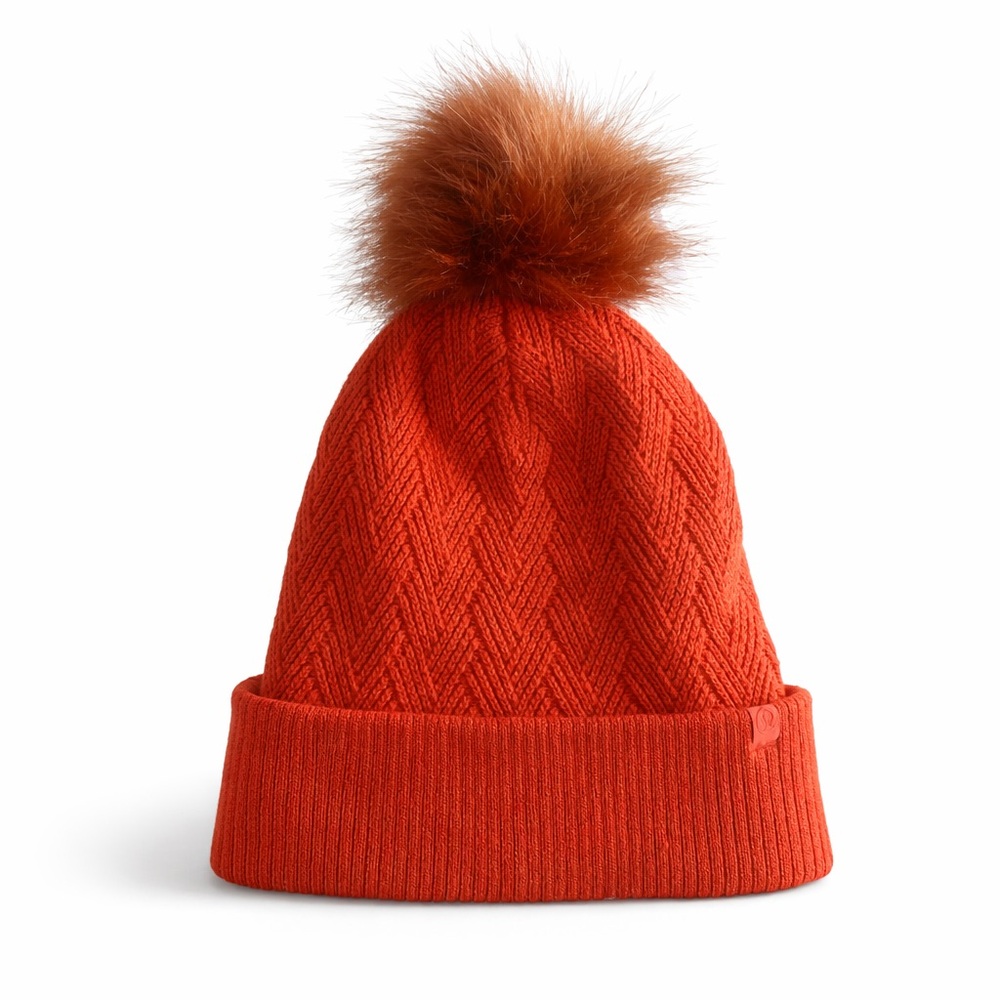 LULULEMON Chevron Knit Pom Beanie Fleece-Lined Winter Hat - Picture 2 of 15